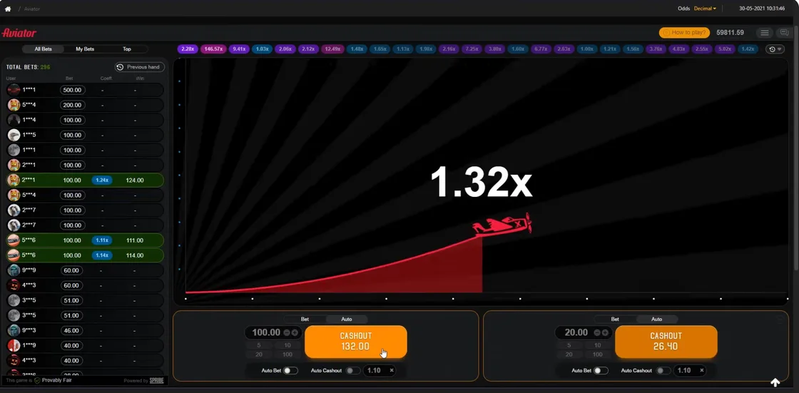 Aviator demo mode with practice bets and multiplier simulator